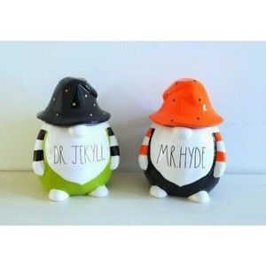 RAE DUNN DR JEKYLL & MR HYDE Gnome Cookie Candy Jar Canisters 2022 New In Box
